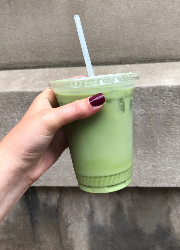 Photo of an iced matcha latte
