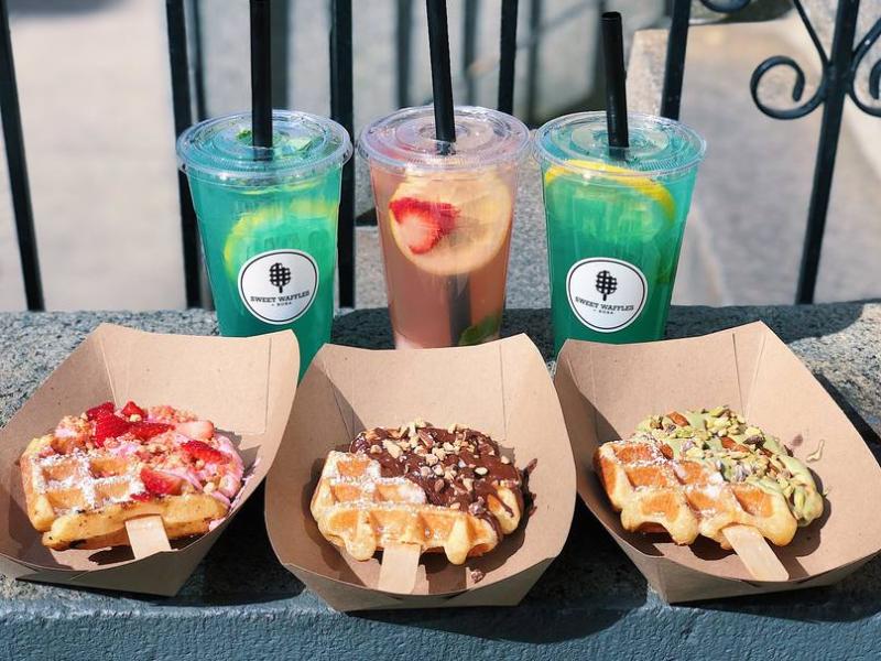 Waffles and unique drinks for Sweet Waffles + Boba!