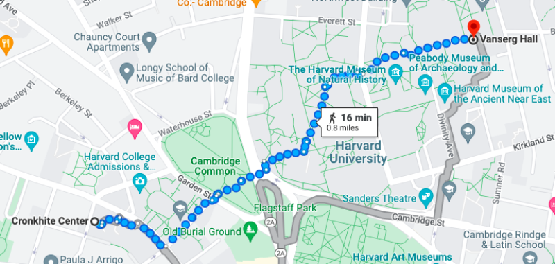 Map with directions for walking from Cronkhite to Vanserg