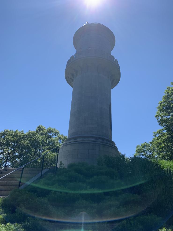 A picture of the Washington Tower from below