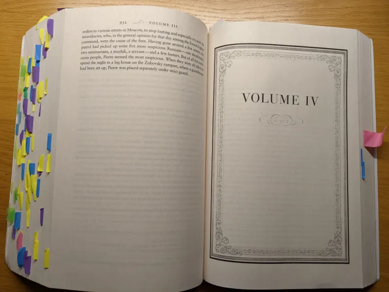A picture of my annotated copy of War and Peace