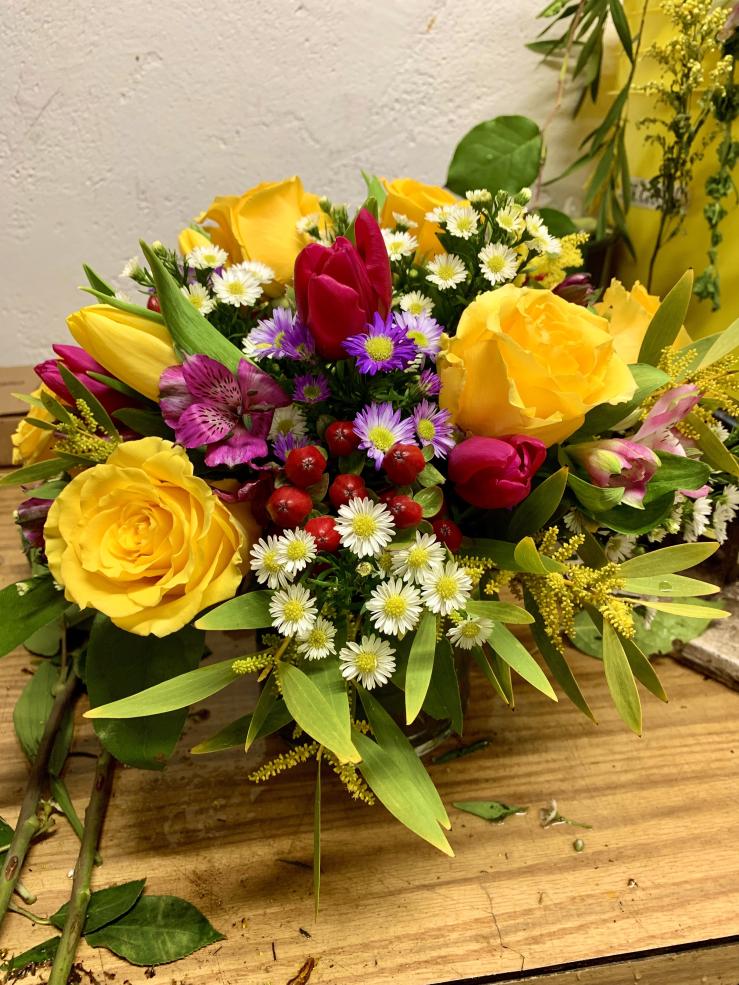 A picture of a flower base arrangement