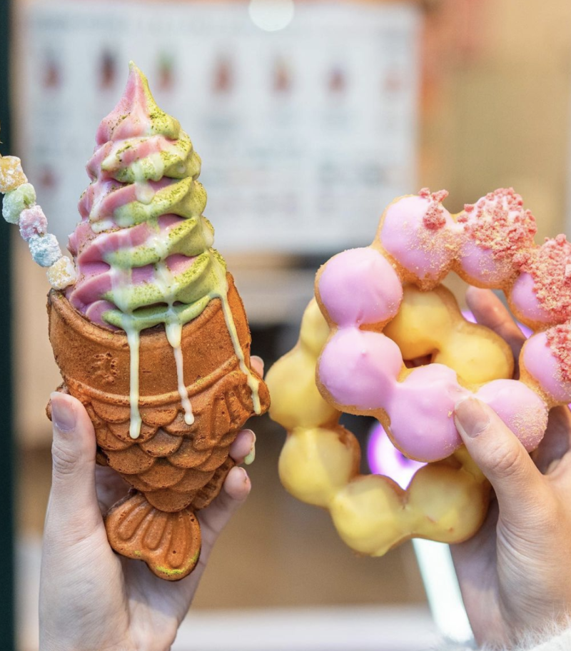 Mochi Donut from the Dough Club and Soft Serve from Taiyaki NYC