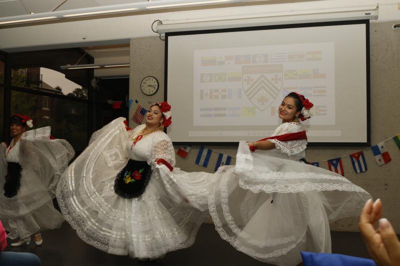 Undergraduate students performing Ballet Folklorico a traditional Mexican folk dance 