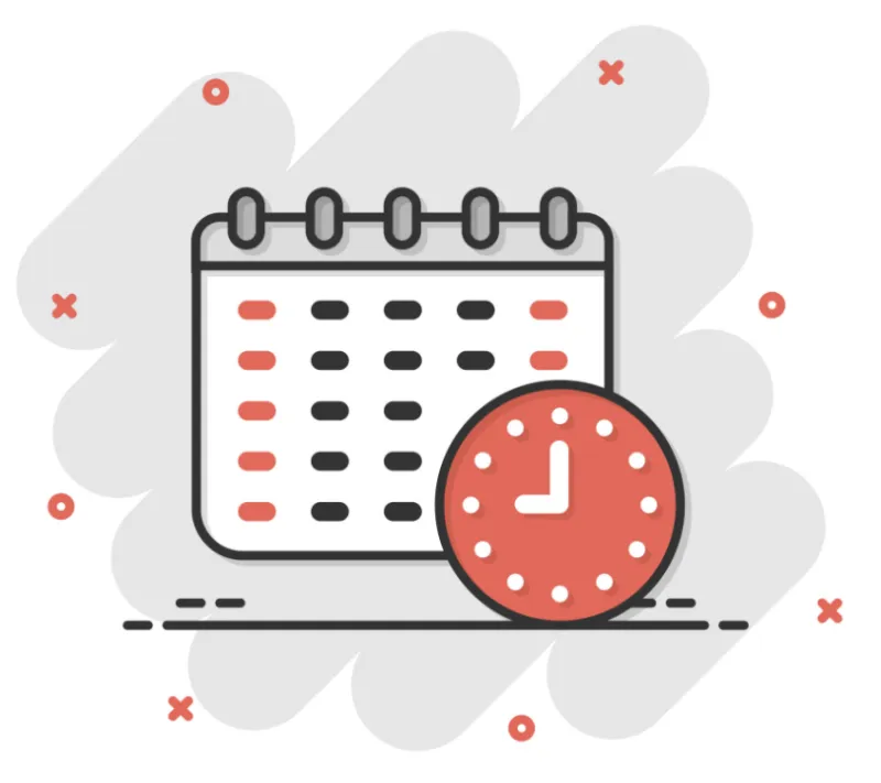 A calendar and clock.