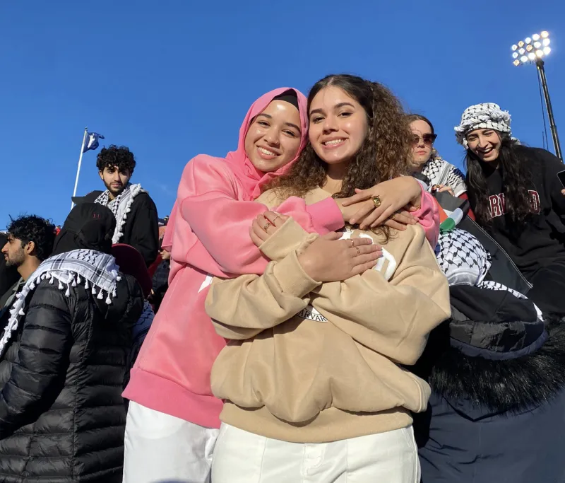 Samia Afrose and Alaha Nasari at Harvard-Yale Football Game