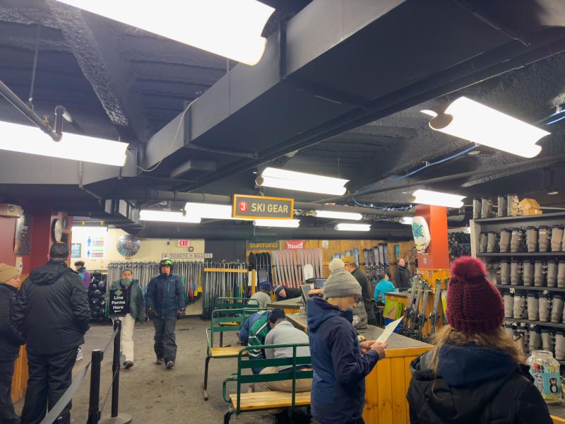 Inside the ski gear shop.