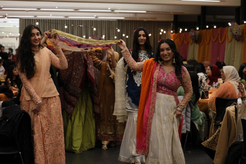 Hana Rehman leading the bride at Mock Mehndi. 