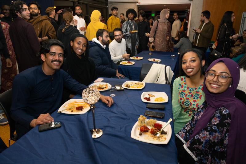 Students eating food at Chaand Raat.