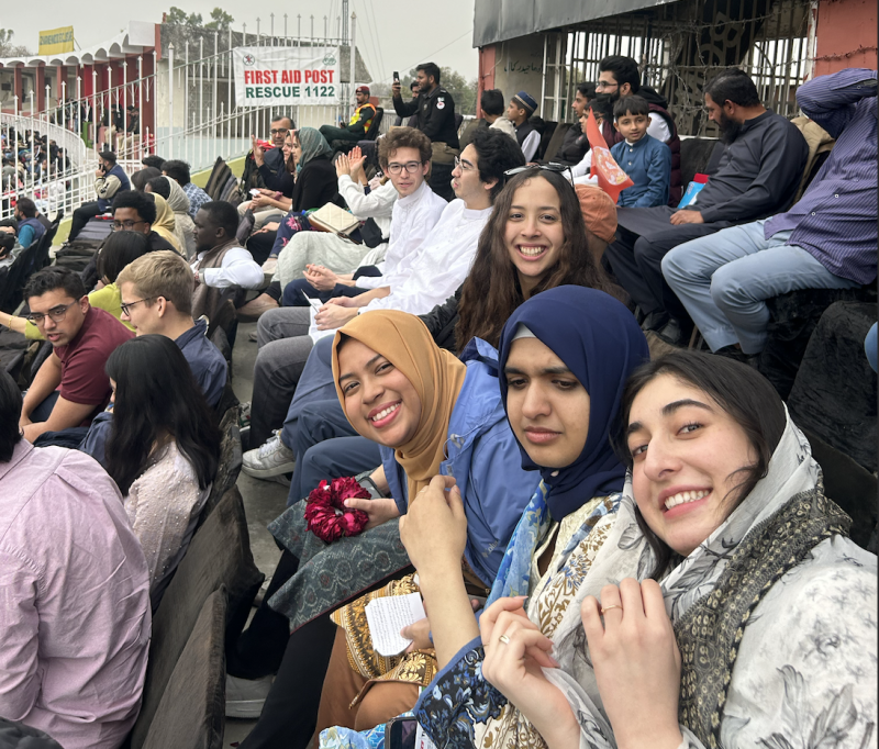 Students watching the Cricket Match