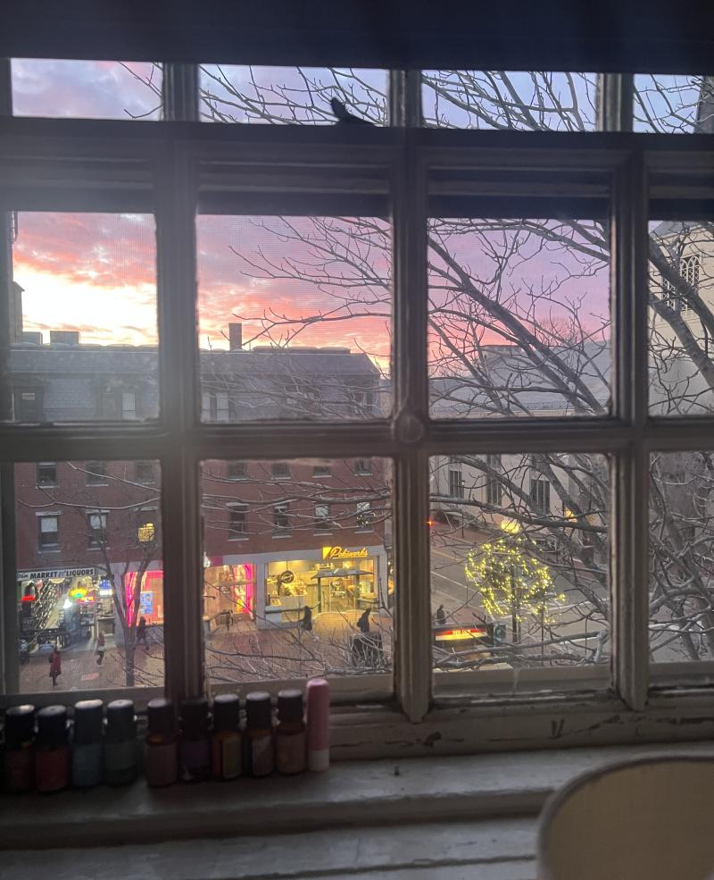 A sunset view from Daisy's dorm.