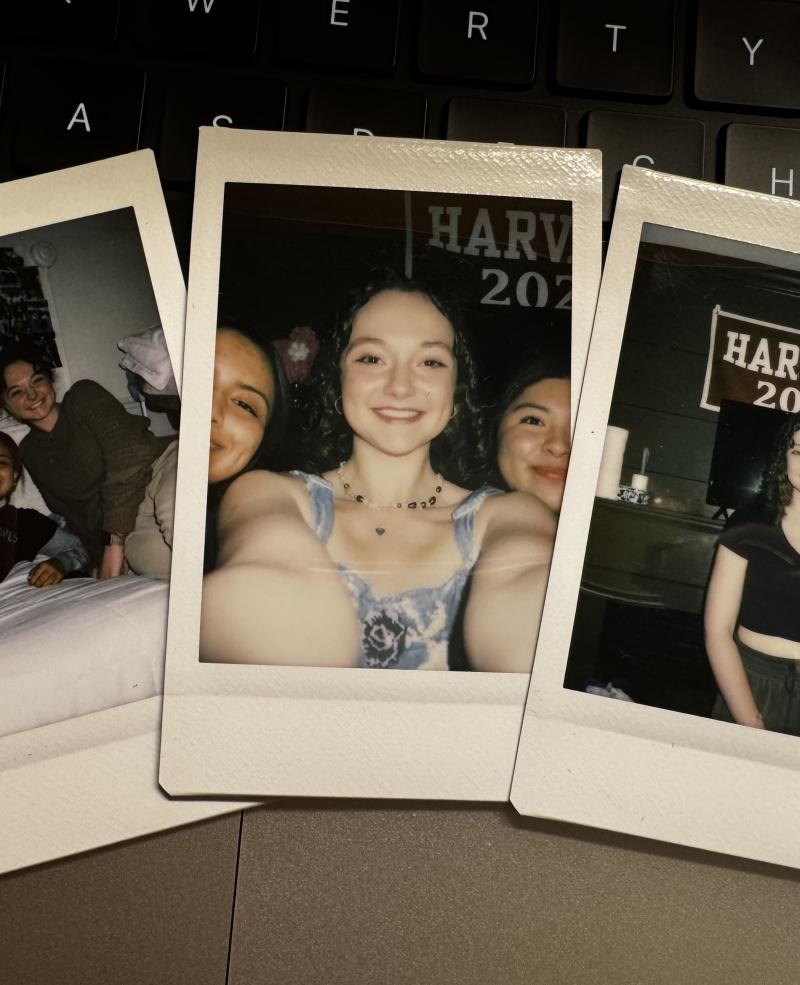 Three polaroid pictures of Daisy, Sarah, and Melissa.