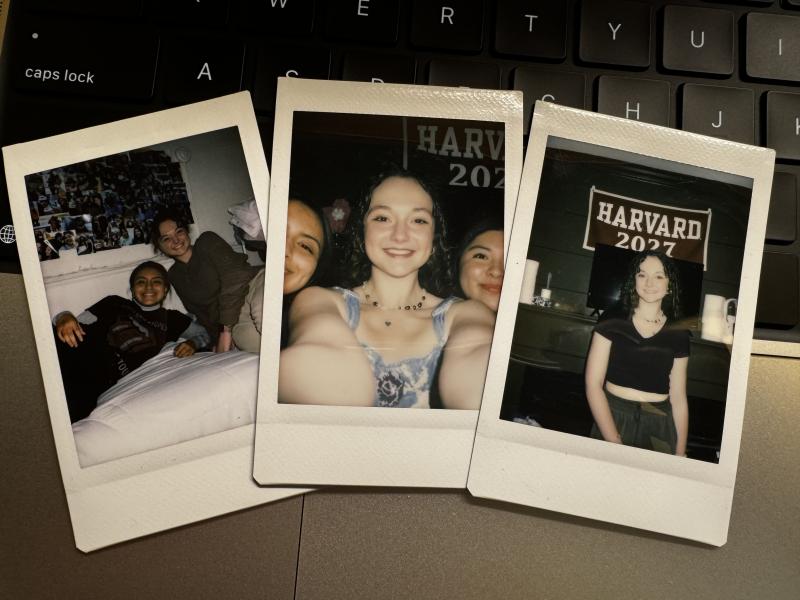 Three polaroid pictures of Daisy, Sarah, and Melissa.