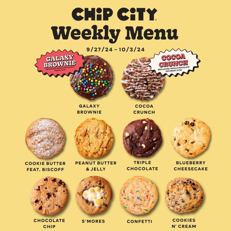 Chip City Cookies Menu