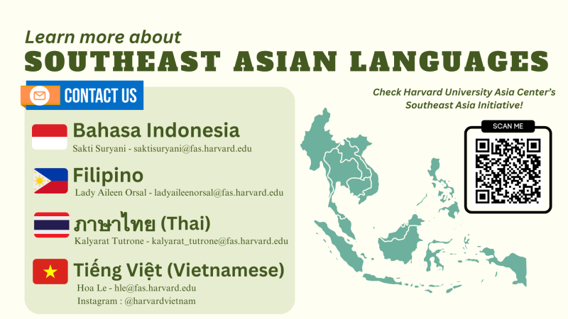 Flyer for Southeast Asian Languages offered at Harvard 