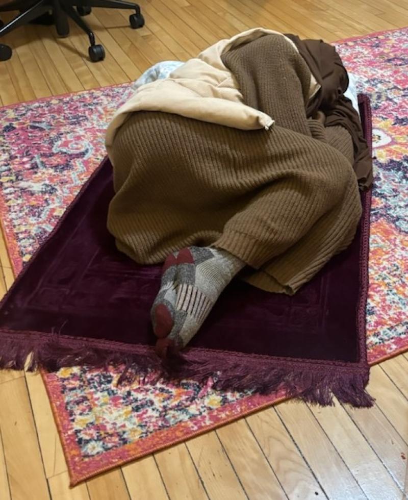 Rahma has a power nap after a long day of classes.