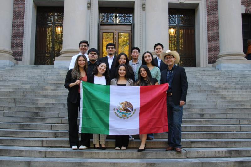A picture of RAZA's Fall 2024 Board members in front of Widener Library steps. 