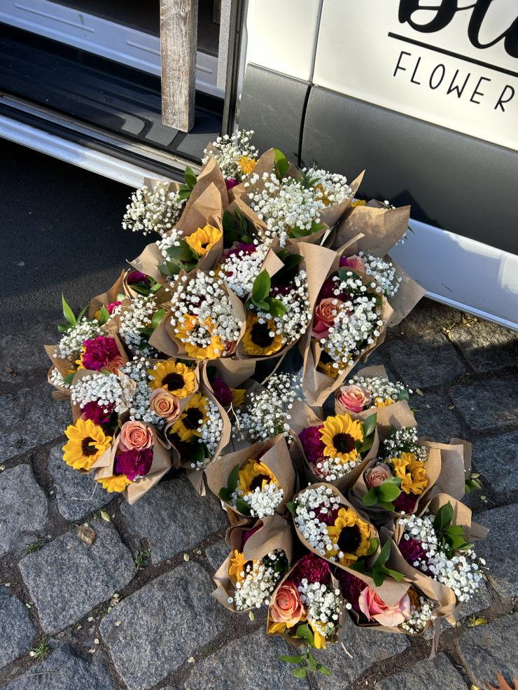 Various colorful flower bouquets which were given to first-gen/low-income student on the kick of of FGLI Visibility Week. 