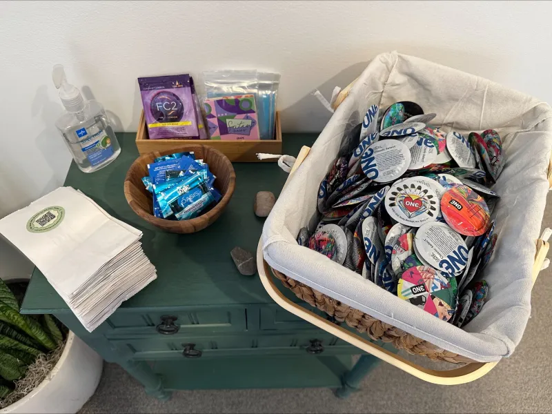 Free supplies on the table of the Center for Wellness and Health Promotion 