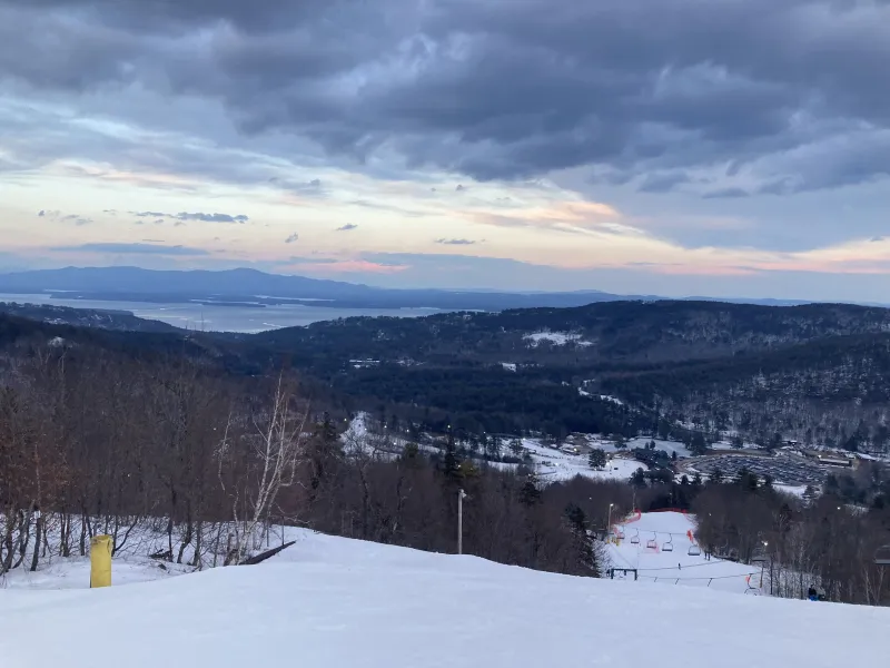 View of the mountain covered in snow