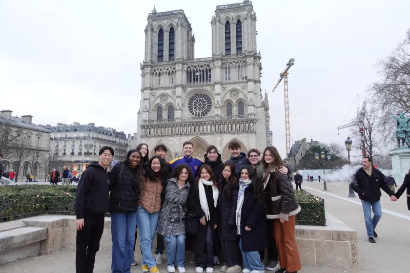Me with my acapella group in Paris for our 2025 Winter Break Tour!