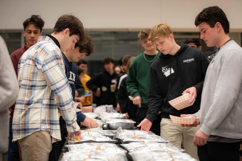 CS50 Hackathon attendees grabbing burritos