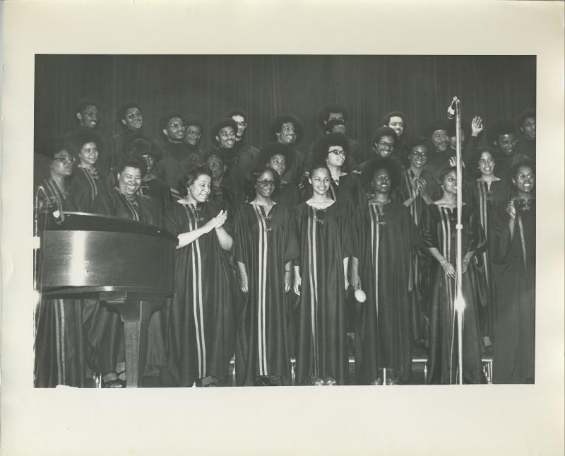 Kuumba singers in old black and white picture from 1976