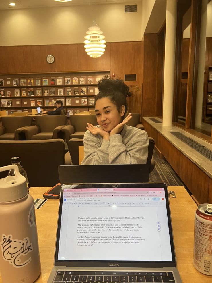 Studying at Lamont for a final exam