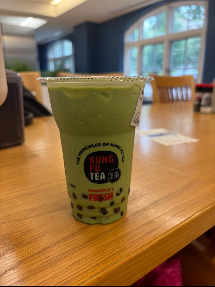 Matcha with Boba in a cup from Kung Fu Tea
