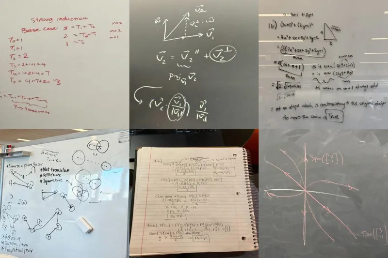 Collage of assignments and lectures for various CS/math classes