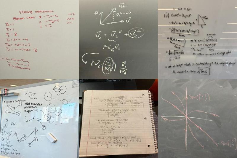 Collage of assignments and lectures for various CS/math classes