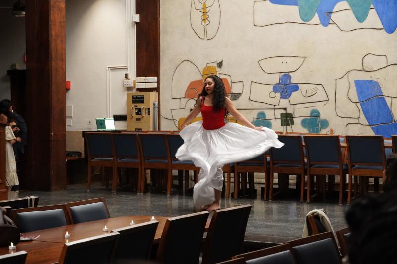 Paola Lee-Vega ’26 performs a Bomba Dance to the song Por Que by Tego Calderon, representing Puerto Rico.