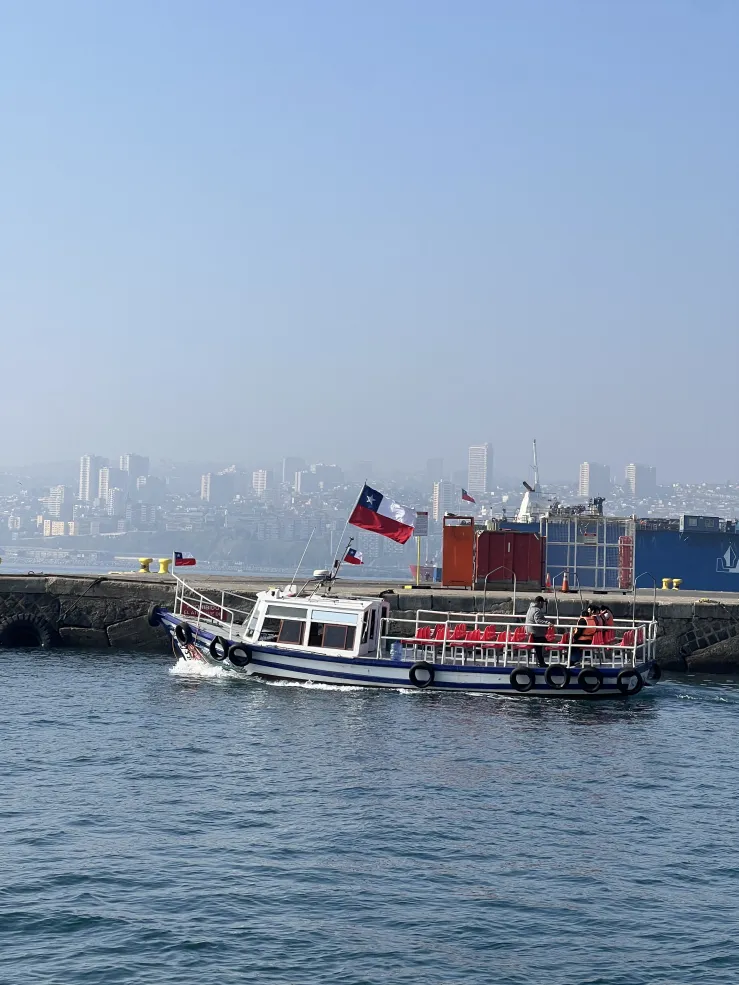 Melissa on a boat ride in the city of Valparaiso