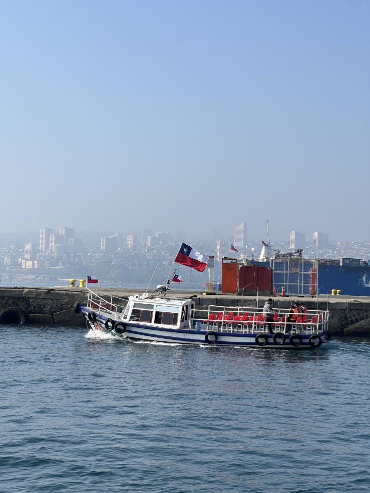 Melissa on a boat ride in the city of Valparaiso