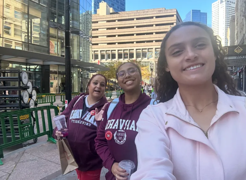 Secquoia, older sister, and mom in boston