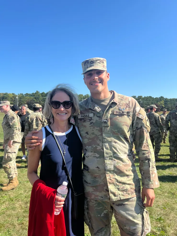 Fadule and his at his graduation from Air Assault school in September 2025. 