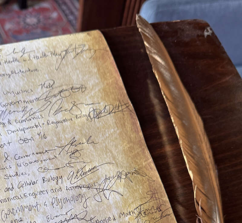 The Quincy House parchment containing students' concentrations