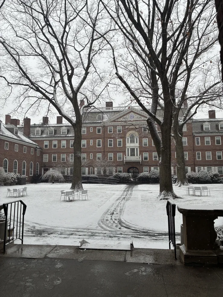 Kirkland House covered in snow. 