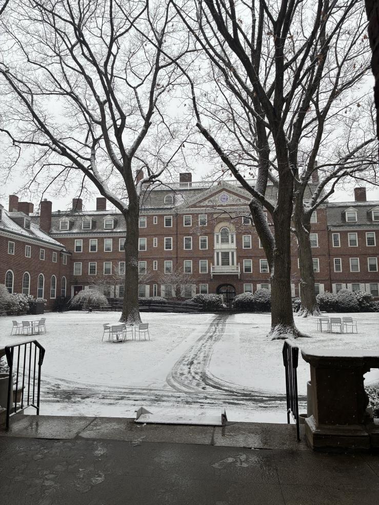 Kirkland House covered in snow. 