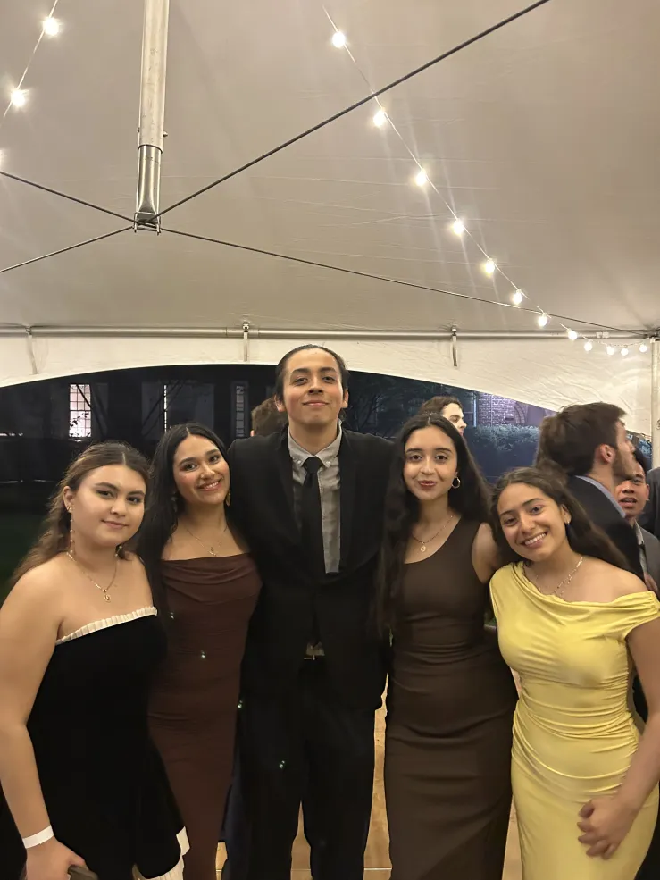 Lizbeth and four friends in formal attired, at the Kirkland Spring 2025 formal.