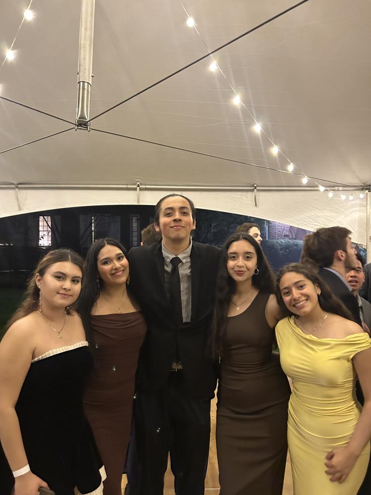 Lizbeth and four friends in formal attired, at the Kirkland Spring 2025 formal.