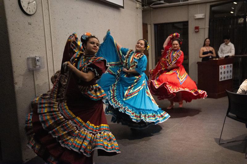 Harvard Baile Folklórico Performing a Traditional Dance in Beautiful, Colorful, Traditional Dresses