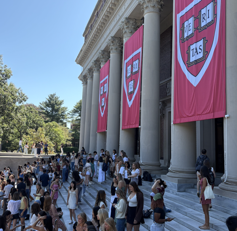 Photo of Widener Steps, the stairs leading up to Harvard's Widener Library building.