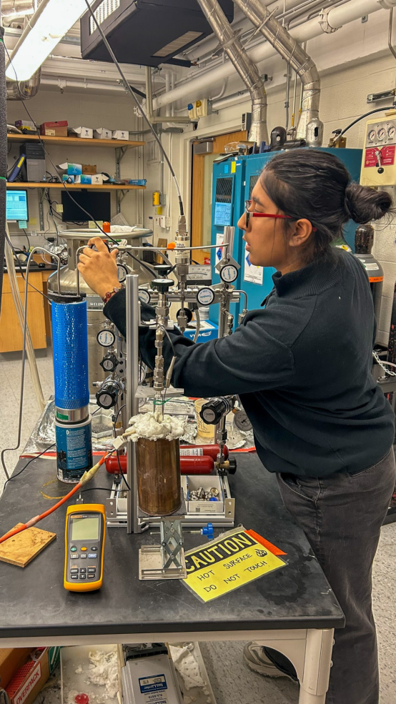Student in a lab working on research.