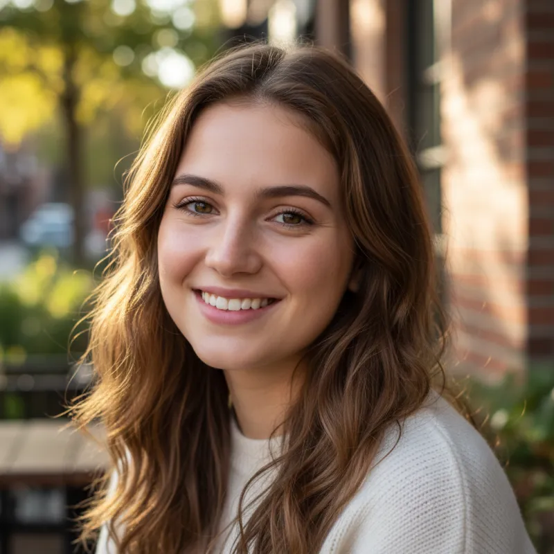 An AI-image of a young, white woman.