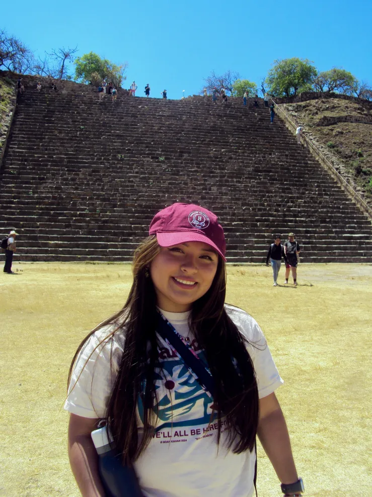 Daisy in front of Monte Alban.