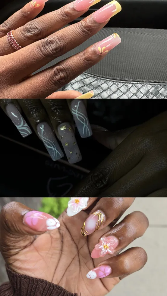 collage of acrylic nail sets