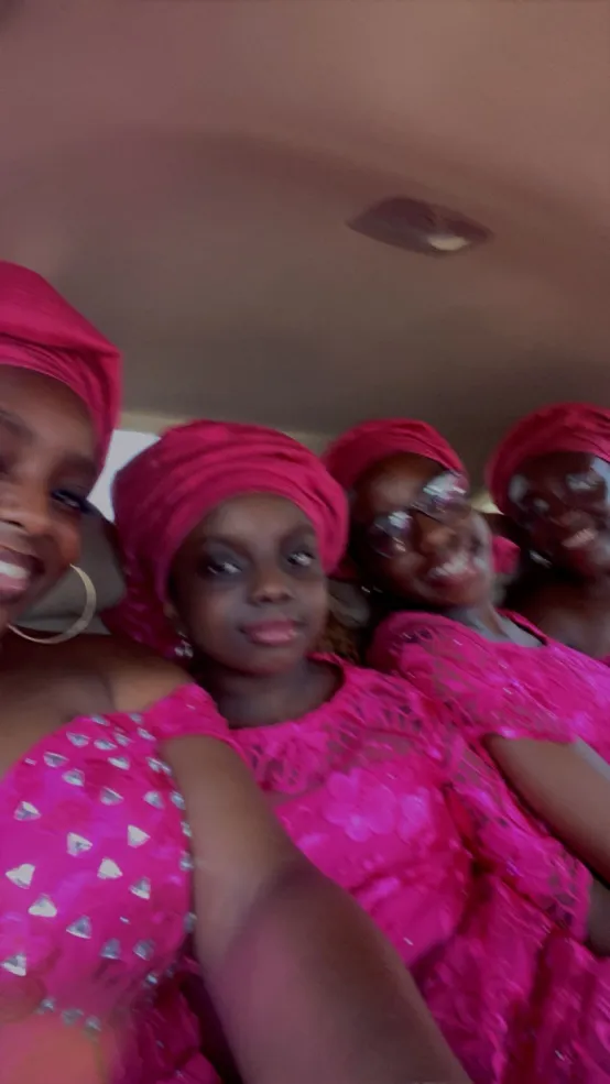 my sisters and i dressed fully in pink
