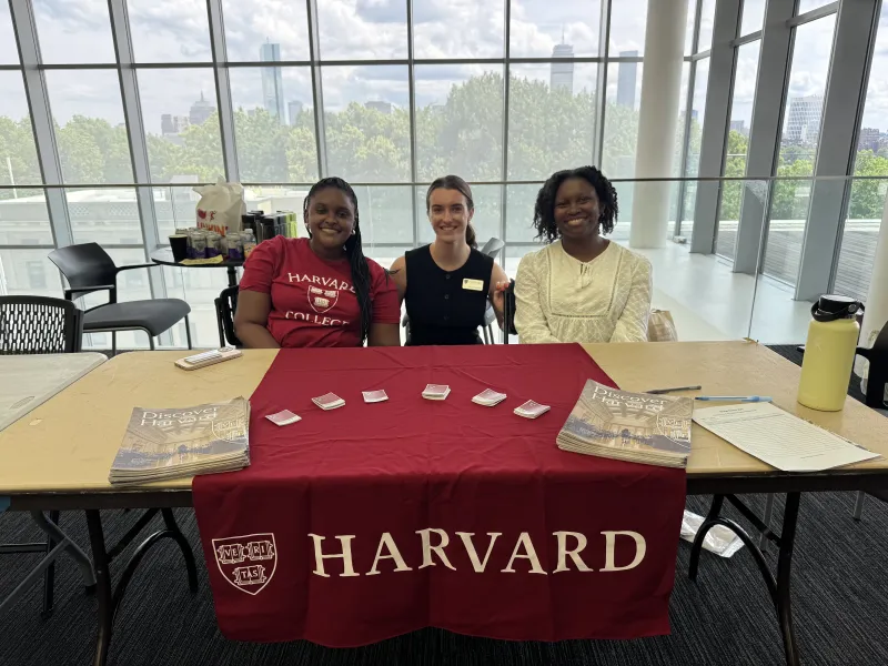 An image of (from left to right) me, Admissions Officer Mary, and SRA Grace, at a college fair event