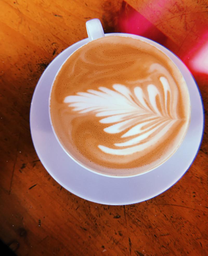 A latte on a table